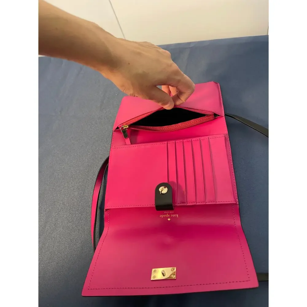 Kate Spade‎ Black Pink Wallet/Clutch/Crossbody Removable Strap Pre-owned